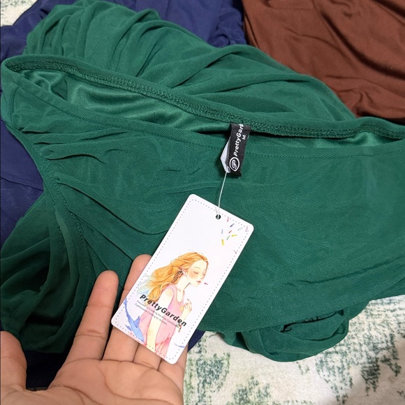 Prettygarden green one shoulder Asymmetrical Green Dress - Picture 4 of 4